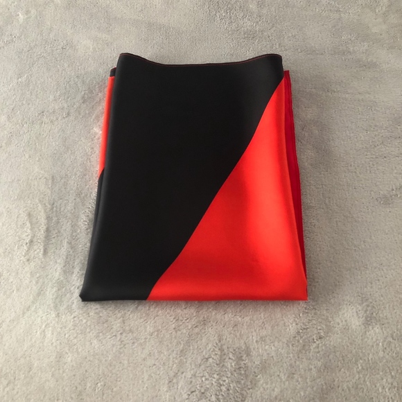 BLACK, RED, ORANGE COLOR BLOCKED SCARF/WRAP - Picture 7 of 7